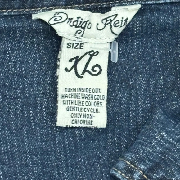 Vintage 2000s Y2K Indigo Rein Blue Long-Line Denim Jacket size XL - Picture 15 of 16